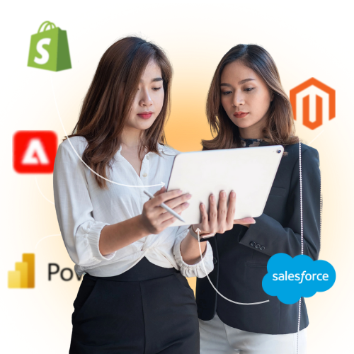 business-women-connected-shopify-salesforce